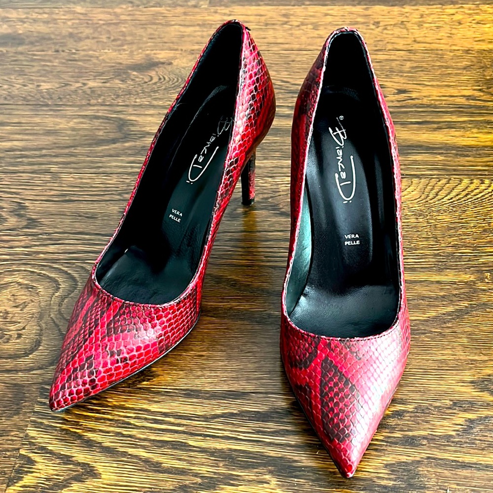 Italian genuine leather high heel shoes